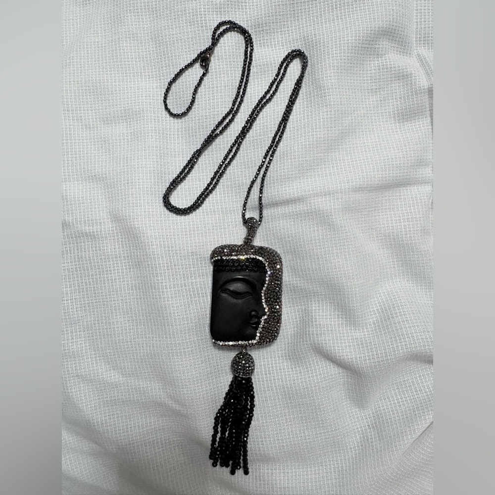 Elegant Black and Grey Buddha Necklace